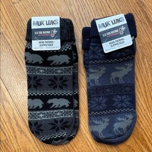 MUK LUKS Men's Thermal Slipper Socks - Black and Navy NWT